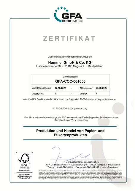 FSC Zertifikat