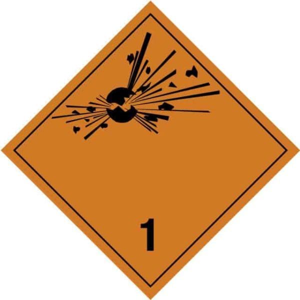 Gefahrgutetikett Klasse 1, orange, explosive Stoffe, Piktogramm "explodierende Bombe"