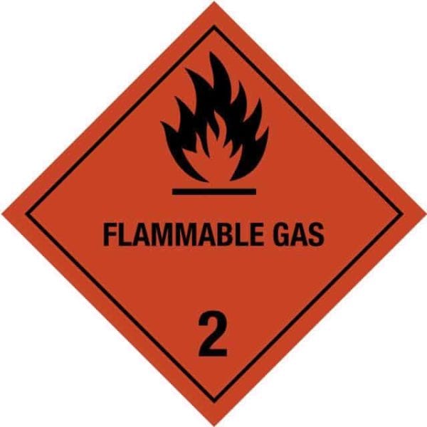 Gefahrgutetikett Klasse 2, Unterklasse 2.1, Flamme auf rotem Grund