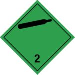 Gefahrgutetikett Klasse 2, Unterklasse 2.2, Gasflasche auf grünem Grund