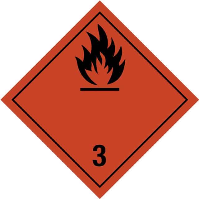 Gefahrgutetikett Klasse 3, Flamme auf rotem Grund