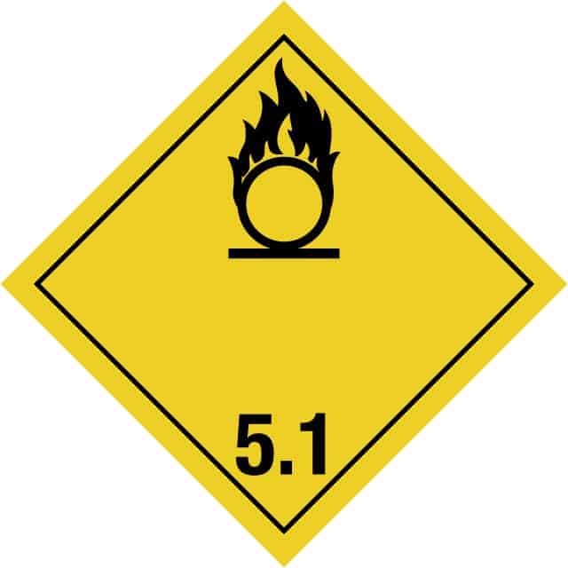 Gefahrgutetikett Klasse 5.1, gelb
